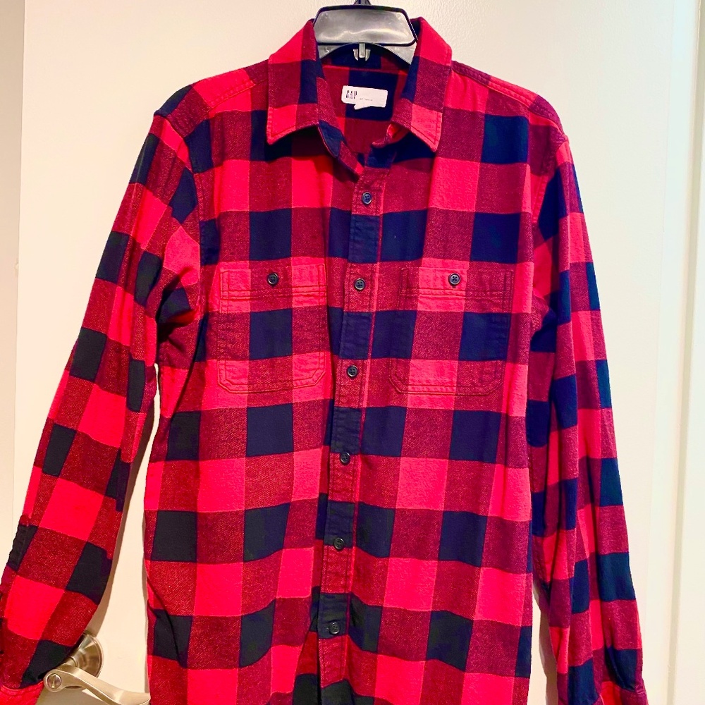 Gap Red Black Long Sleeve Flannel Shirt